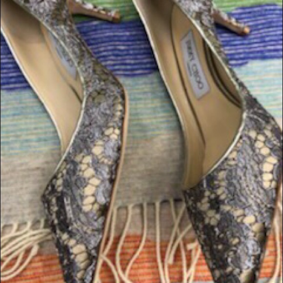 new jimmy choo silver romy 60 lace pumps - Picture 11 of 14